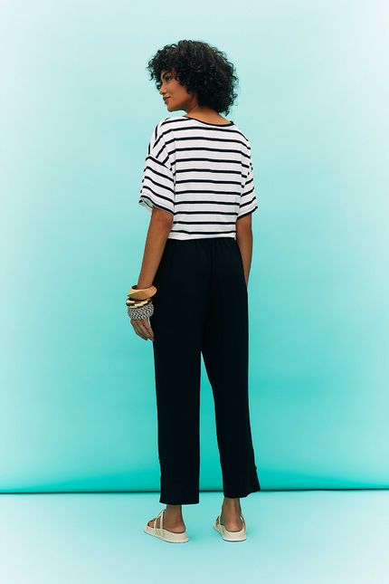 Calça crepe pala larga preto