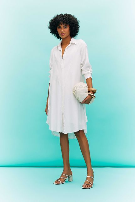 Vestido cambraia chemise branco