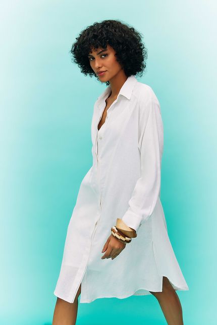Vestido cambraia chemise branco