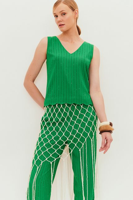 Blusa fio tinto ondas verde paraiso (15732)