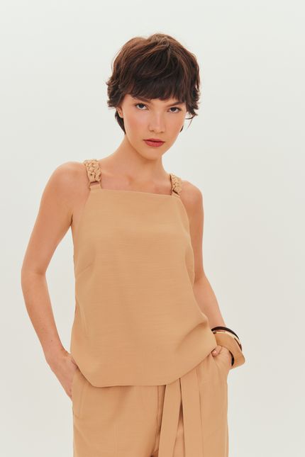 Blusa cupro rustic bege sisal