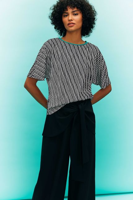 Tshirt listrado ondas preto