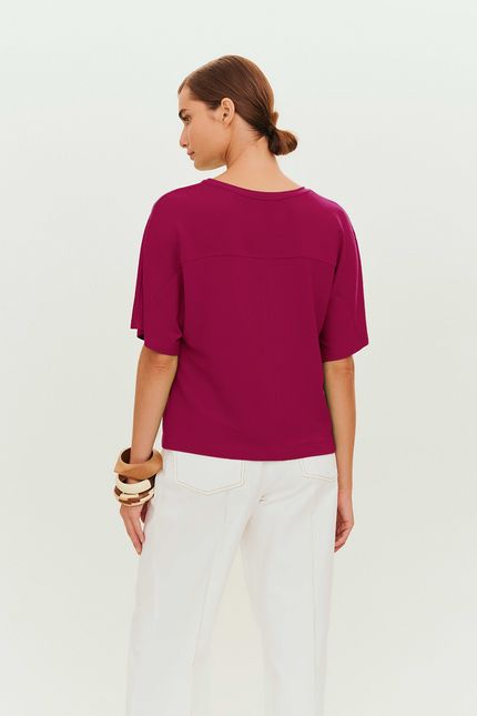 Blusa recortes moletinho roxo orquidea