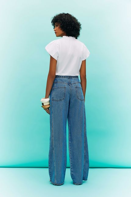 Calça cós 1/2 trança jeans