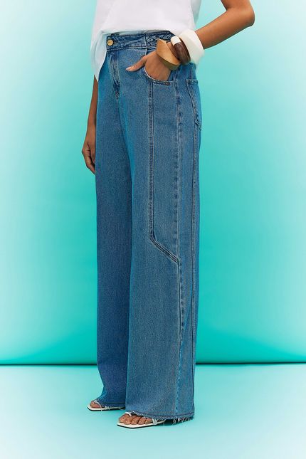 Calça cós 1/2 trança jeans