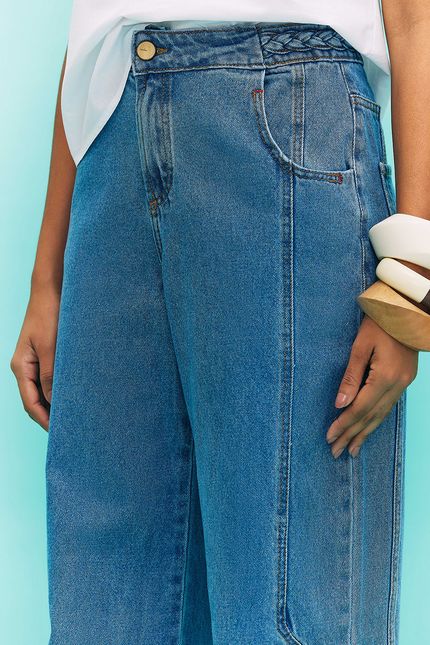 Calça cós 1/2 trança jeans