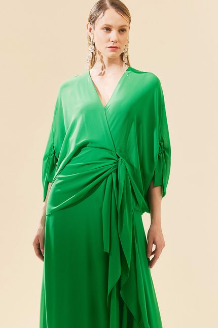 Vestido festa amarração maxi verde paraiso (15732)