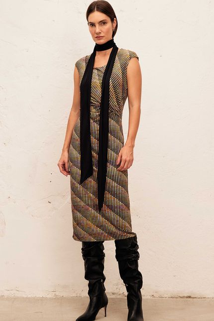 Vestido jersey estampado preto