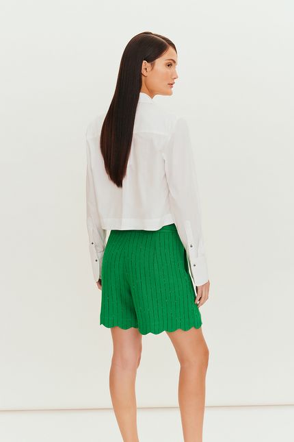 Camisa tricoline punho largo branco