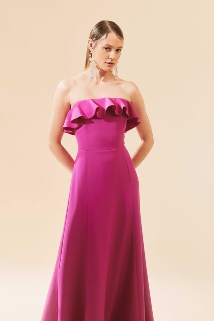 vestido festa tqc floral roxo orquidea
