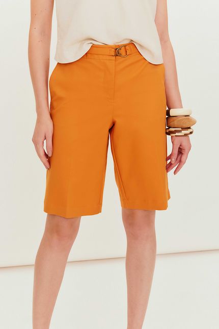 Bermuda alfaiataria fivela laranja mango