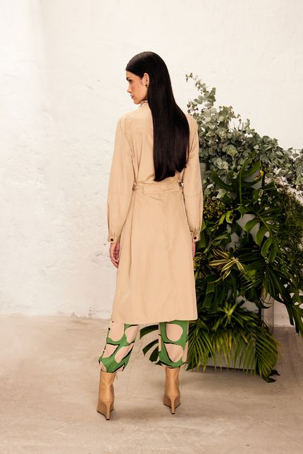 Vestido trench coat  bege creme