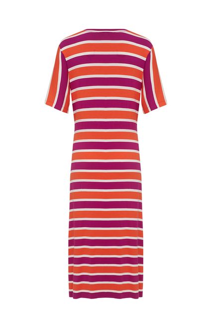 Vestido tshirt amarração listrado laranja coral