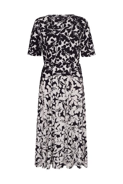 Vestido amarração bicolor rendado preto