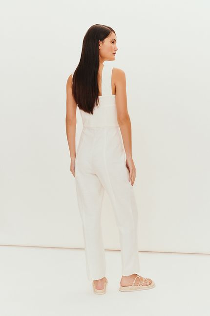 Macacão alça textura off white