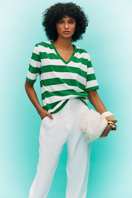 Blusa maxi listrado paraíso verde paraiso