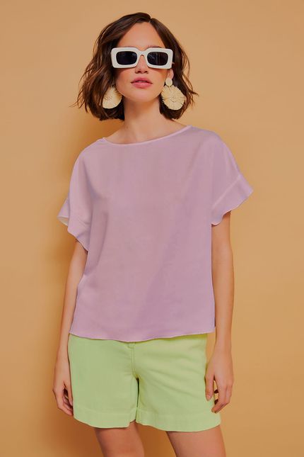 Blusa crepe babado manga lilac