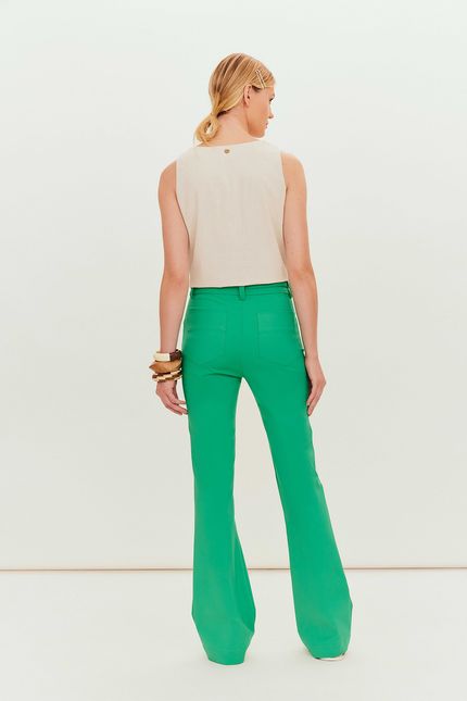 Calça flare cinto verde astral