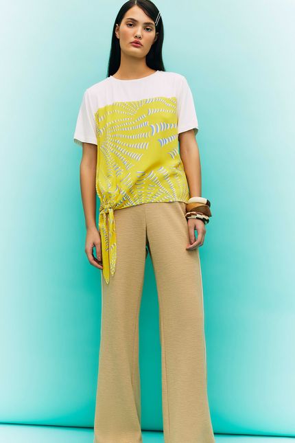 Blusa malha mix estampa  off white