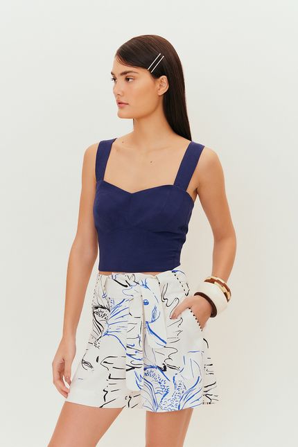 short peixe flor branco