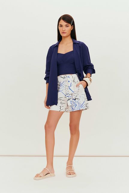 short peixe flor branco