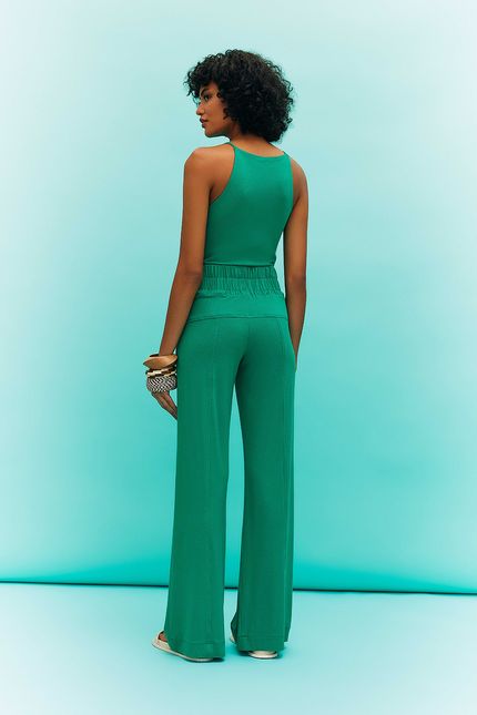 Calça malha crepe torção verde astral