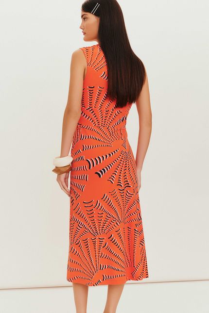 Vestido frufru concha laranja tropical