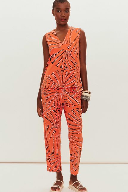 Blusa decote concha laranja tropical
