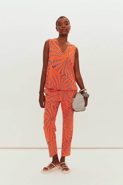 Blusa decote concha laranja tropical