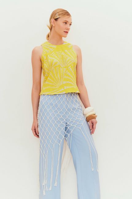 Blusa cropped concha solar amarelo solar