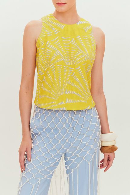 Blusa cropped concha solar amarelo solar