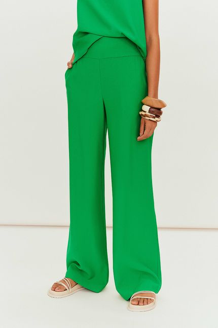 Calça pantalona pala verde paraiso
