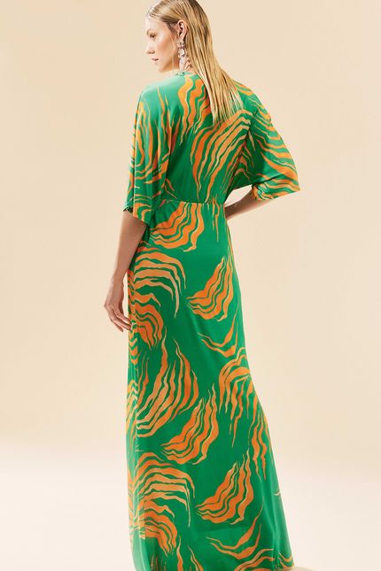 Vestido festa nó peixe paraíso verde astral