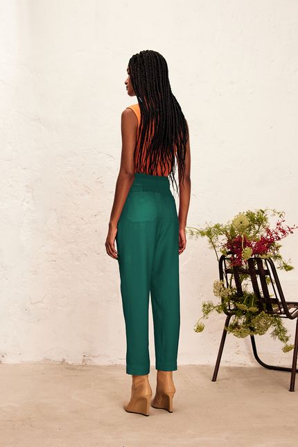 Calça cupro fivela  verde floresta