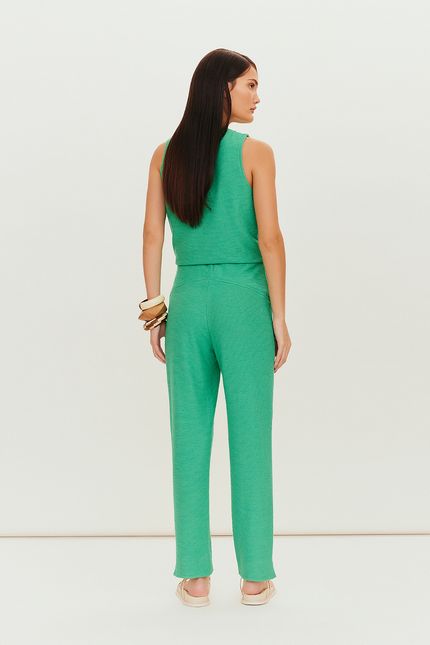 Calça linen botões verde astral