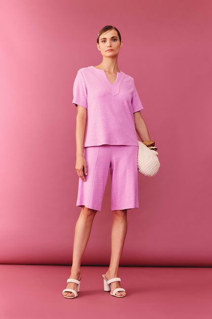Bermuda linen recortes rosa peonia