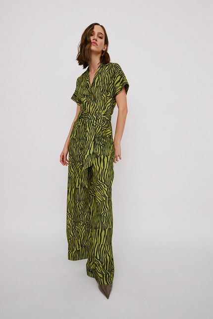 Macacão maxi listrado orgânico verde aguapes