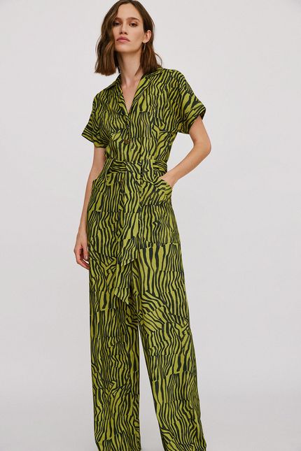 Macacão maxi listrado orgânico verde aguapes