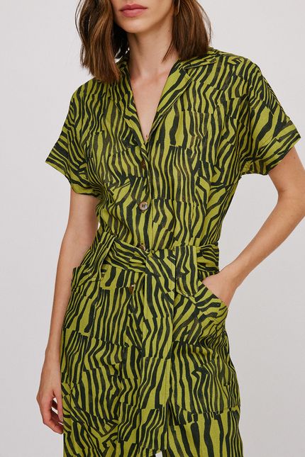 Macacão maxi listrado orgânico verde aguapes