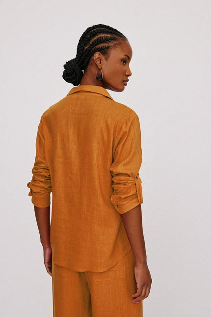 Blusa linho slub caramelo