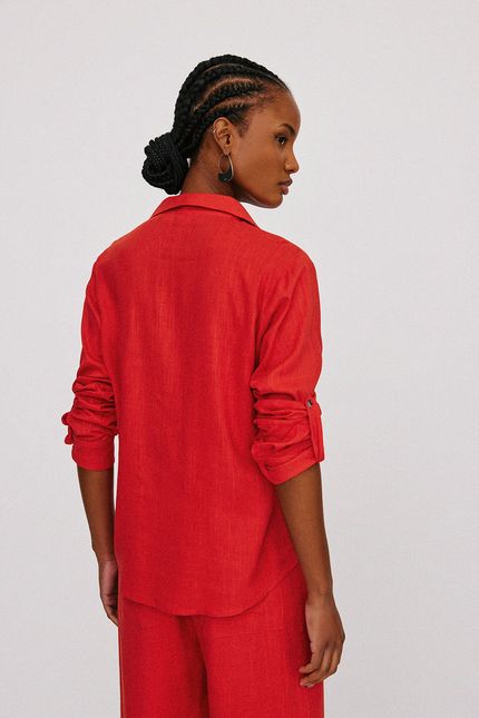 Blusa linho slub vermelho papoula