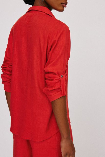 Blusa linho slub vermelho papoula