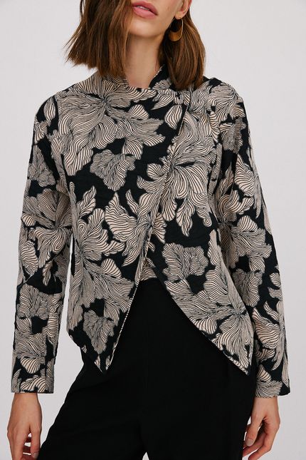 Jaqueta jacquard algas preto