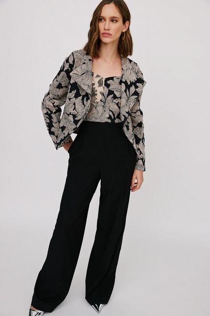 Jaqueta jacquard algas preto