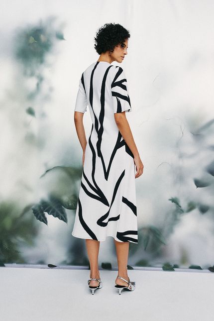 Vestido folhagem maxi positivo branco