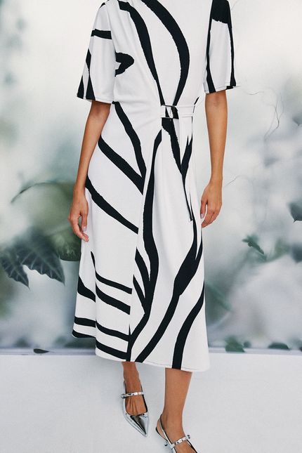 Vestido folhagem maxi positivo branco