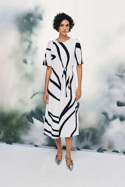 Vestido folhagem maxi positivo branco