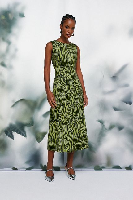 Vestido bolso listrado orgânico  verde aguapes
