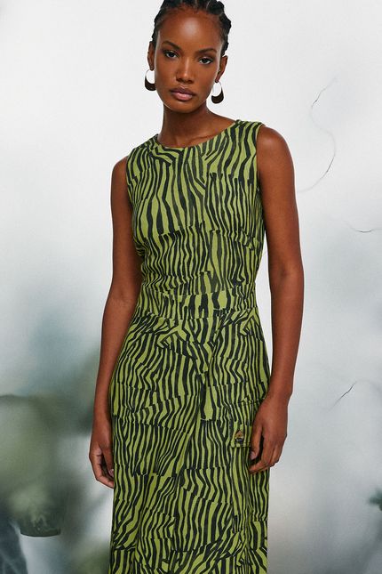 Vestido bolso listrado orgânico  verde aguapes