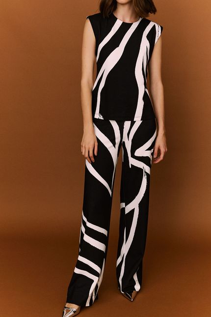 Calça folhagem maxi negativo preto